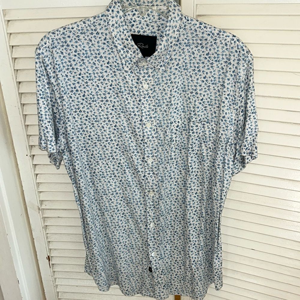 Rails’ Carson Shirt in Marine 🌊 Blue and Flower 🌸 Cart 🛒 Print Front Pocket